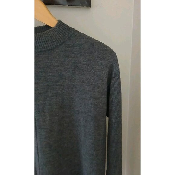 Talbots 100% Pure Merino Wool Sweater Size Medium Petite Gray Ribbed Sleeve - Picture 5 of 9